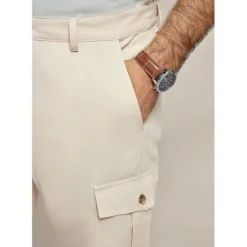 Best OUKU Men's Shorts Linen Shorts Summer Shorts Front Pocket Straight Leg Plain Comfort Breathable Knee Length Party Outdoor Casual Fashion Basic Khaki