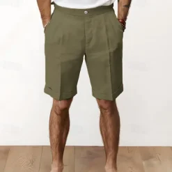 Clearance OUKU Men's Shorts Linen Shorts Summer Shorts Pocket Plain Comfort Breathable Outdoor Daily Going out Fashion Streetwear Black White