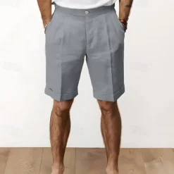 Clearance OUKU Men's Shorts Linen Shorts Summer Shorts Pocket Plain Comfort Breathable Outdoor Daily Going out Fashion Streetwear Black White
