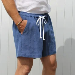 Best OUKU Men's Shorts Linen Shorts Summer Shorts Pocket Drawstring Elastic Waist Plain Comfort Breathable Short Casual Daily Holiday Fashion Classic Style Black White