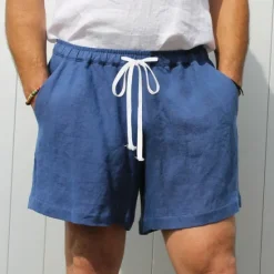 Best OUKU Men's Shorts Linen Shorts Summer Shorts Pocket Drawstring Elastic Waist Plain Comfort Breathable Short Casual Daily Holiday Fashion Classic Style Black White