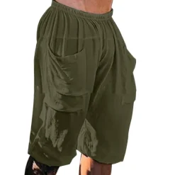 New OUKU Men's Shorts Linen Shorts Summer Shorts Elastic Waist Front Pocket Plain Comfort Breathable Outdoor Daily Going out Fashion Casual Black Green