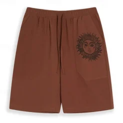 New OUKU Men's Shorts Linen Shorts Summer Shorts Baggy Shorts Elastic Waist Print Straight Leg Sun Graphic Prints Comfort Breathable Knee Length Sports Outdoor Daily Fashion Big and Tall White Blue