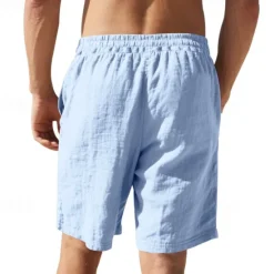 Clearance OUKU Men's Shorts Linen Shorts Summer Shorts Beach Shorts Pocket Drawstring Elastic Waist Plain Comfort Breathable Short Vacation Holiday Beach Hawaiian Boho Black White