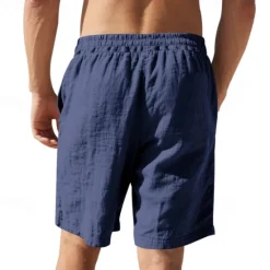 Clearance OUKU Men's Shorts Linen Shorts Summer Shorts Beach Shorts Pocket Drawstring Elastic Waist Plain Comfort Breathable Short Vacation Holiday Beach Hawaiian Boho Black White