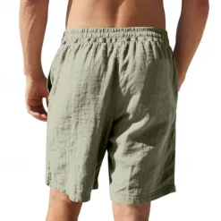 Clearance OUKU Men's Shorts Linen Shorts Summer Shorts Beach Shorts Pocket Drawstring Elastic Waist Plain Comfort Breathable Short Vacation Holiday Beach Hawaiian Boho Black White