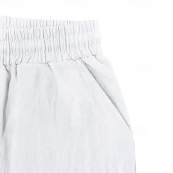 Online OUKU Men's Shorts Linen Shorts Summer Shorts Beach Shorts Drawstring Elastic Waist Multi Pocket Plain Comfort Breathable Short Vacation Holiday Beach Hawaiian Boho Black White