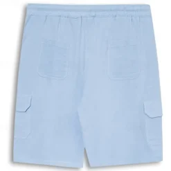 Clearance OUKU Men's Shorts Linen Shorts Summer Shorts Beach Shorts Drawstring Elastic Waist Multi Pocket Plain Comfort Breathable Short Casual Daily Holiday Fashion Classic Style Azure Black