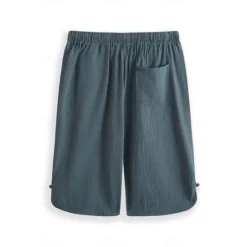 Hot OUKU Men's Shorts Linen Shorts Summer Shorts Capri Pants Drawstring Plain Sports Short Work Daily Linen / Cotton Blend Classic Casual / Sporty Black Green Black