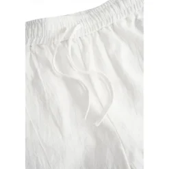OUKU Men's Shorts Linen Shorts Summer Shorts Beach Shorts Pocket Drawstring Elastic Waist Plain Comfort Breathable Short Casual Daily Holiday Fashion Classic Style White Army Green