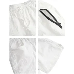 Online OUKU Men's Shorts Linen Shorts Summer Shorts Beach Shorts Pocket Drawstring Elastic Waist Plain Comfort Breathable Short Casual Daily Holiday Fashion Classic Style White Army Green