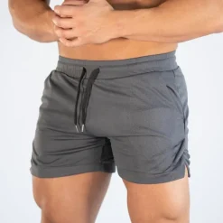 Discount OUKU Men's Shorts Sports Going out Weekend Running Casual Drawstring Elastic Waist Plain Knee Length Gymnatics Activewear Lake blue Wine Red Micro-elastic