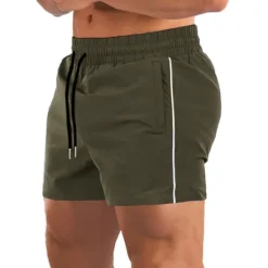 Discount OUKU Men's Shorts Sports Going out Weekend Running Casual Drawstring Elastic Waist Plain Knee Length Gymnatics Activewear Black Army Green Micro-elastic