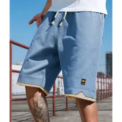 OUKU Men's Shorts Summer Shorts Casual Shorts Pocket Drawstring Elastic Waist Patchwork Comfort Breathable Short Outdoor Vacation Sport Casual Black Blue