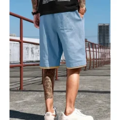 OUKU Men's Shorts Summer Shorts Casual Shorts Pocket Drawstring Elastic Waist Patchwork Comfort Breathable Short Outdoor Vacation Sport Casual Black Blue