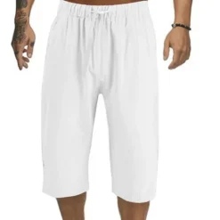 Discount OUKU Men's Shorts Summer Shorts Capri Pants Drawstring Elastic Waist Plain Comfort Outdoor Daily Going out Stylish Casual Black White