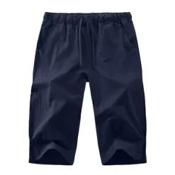 Discount OUKU Men's Shorts Summer Shorts Capri Pants Drawstring Elastic Waist Plain Comfort Outdoor Daily Going out Stylish Casual Black White