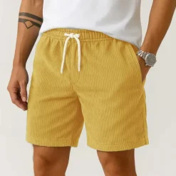 Discount OUKU Men's Shorts Summer Shorts Casual Shorts Corduroy Shorts Pocket Drawstring Elastic Waist Plain Comfort Breathable Short Outdoor Vacation Sport Casual Black White