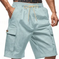 Online OUKU Men's Shorts Summer Shorts Casual Shorts Pocket Drawstring Elastic Waist Plain Comfort Breathable Short Outdoor Vacation Sport Casual Black White