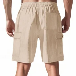Online OUKU Men's Shorts Summer Shorts Casual Shorts Pocket Drawstring Elastic Waist Plain Comfort Breathable Short Outdoor Vacation Sport Casual Black White