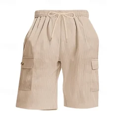 Online OUKU Men's Shorts Summer Shorts Casual Shorts Pocket Drawstring Elastic Waist Plain Comfort Breathable Short Outdoor Vacation Sport Casual Black White