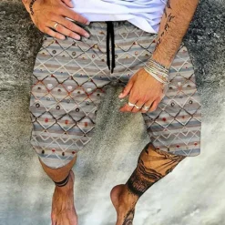 Best OUKU Men's Shorts Summer Shorts Beach Shorts Elastic Waist Print Graphic Prints Outdoor Knee Length Daily Beach Hawaiian Designer 1 2 Micro-elastic