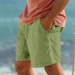 Hot OUKU Men's Shorts Summer Shorts Beach Shorts Pocket Drawstring Elastic Waist Plain Comfort Breathable Short Casual Daily Holiday Fashion Classic Style Black White