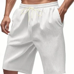 Outlet OUKU Men's Shorts Summer Shorts Beach Shorts Casual Shorts Pocket Drawstring Elastic Waist Plain Comfort Breathable Short Outdoor Vacation Sport Casual Black White