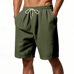 Outlet OUKU Men's Shorts Summer Shorts Beach Shorts Casual Shorts Pocket Drawstring Elastic Waist Plain Comfort Breathable Short Outdoor Vacation Sport Casual Black White