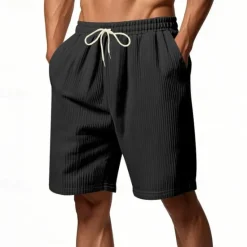 Outlet OUKU Men's Shorts Summer Shorts Beach Shorts Casual Shorts Pocket Drawstring Elastic Waist Plain Comfort Breathable Short Outdoor Vacation Sport Casual Black White
