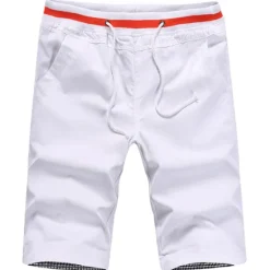 Hot OUKU Men's Shorts Summer Shorts Casual Shorts Pocket Drawstring Elastic Waist Plain Comfort Breathable Sports Outdoor Holiday Going out Cotton Blend Stylish Basic Black White