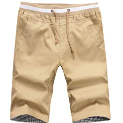 Hot OUKU Men's Shorts Summer Shorts Casual Shorts Pocket Drawstring Elastic Waist Plain Comfort Breathable Sports Outdoor Holiday Going out Cotton Blend Stylish Basic Black White