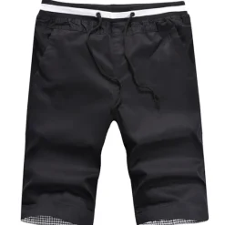 Hot OUKU Men's Shorts Summer Shorts Casual Shorts Pocket Drawstring Elastic Waist Plain Comfort Breathable Sports Outdoor Holiday Going out Cotton Blend Stylish Basic Black White