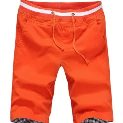 Hot OUKU Men's Shorts Summer Shorts Casual Shorts Pocket Drawstring Elastic Waist Plain Comfort Breathable Sports Outdoor Holiday Going out Cotton Blend Stylish Basic Black White