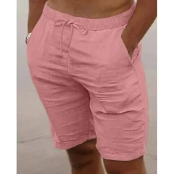 Hot OUKU Men's Shorts Summer Shorts Beach Shorts Drawstring Elastic Waist Plain Breathable Knee Length Yoga Beach Hawaiian Casual White Green