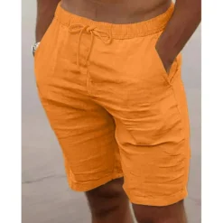Hot OUKU Men's Shorts Summer Shorts Beach Shorts Drawstring Elastic Waist Plain Breathable Knee Length Yoga Beach Hawaiian Casual White Green
