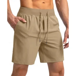 OUKU Men's Shorts Summer Shorts Workout Shorts Casual Shorts Drawstring Elastic Waist Zipper Pocket Plain Quick Dry Lightweight Knee Length Outdoor Yoga Gym Casual Athleisure Black Blue