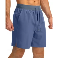 OUKU Men's Shorts Summer Shorts Workout Shorts Casual Shorts Drawstring Elastic Waist Zipper Pocket Plain Quick Dry Lightweight Knee Length Outdoor Yoga Gym Casual Athleisure Black Blue