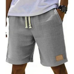 Online OUKU Men's Shorts Summer Shorts Beach Shorts Pocket Elastic Waist Drawstring Plain Comfort Breathable Short Vacation Holiday Beach Hawaiian Boho Black White