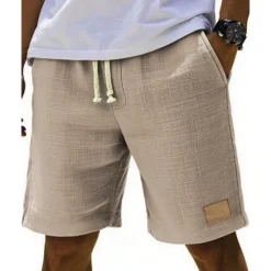 Online OUKU Men's Shorts Summer Shorts Beach Shorts Pocket Elastic Waist Drawstring Plain Comfort Breathable Short Vacation Holiday Beach Hawaiian Boho Black White