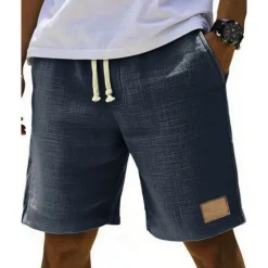 Online OUKU Men's Shorts Summer Shorts Beach Shorts Pocket Elastic Waist Drawstring Plain Comfort Breathable Short Vacation Holiday Beach Hawaiian Boho Black White