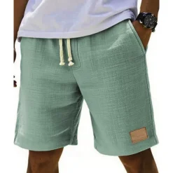 Online OUKU Men's Shorts Summer Shorts Beach Shorts Pocket Elastic Waist Drawstring Plain Comfort Breathable Short Vacation Holiday Beach Hawaiian Boho Black White