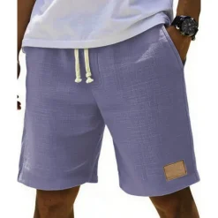 Online OUKU Men's Shorts Summer Shorts Beach Shorts Pocket Elastic Waist Drawstring Plain Comfort Breathable Short Vacation Holiday Beach Hawaiian Boho Black White