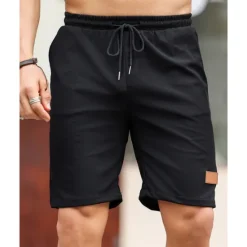 Sale OUKU Men's Shorts Summer Shorts Casual Shorts Pocket Drawstring Elastic Waist Plain Comfort Breathable Short Outdoor Vacation Sport Casual Black