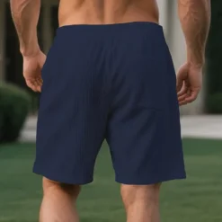 OUKU Men's Shorts Summer Shorts Casual Shorts Pocket Drawstring Elastic Waist Plain Comfort Breathable Short Outdoor Vacation Sport Casual Black White Micro-elastic