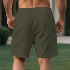 OUKU Men's Shorts Summer Shorts Casual Shorts Pocket Drawstring Elastic Waist Plain Comfort Breathable Short Outdoor Vacation Sport Casual Black White Micro-elastic