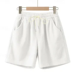 OUKU Men's Shorts Summer Shorts Casual Shorts Pocket Drawstring Elastic Waist Plain Comfort Breathable Short Outdoor Vacation Sport Casual Black White Micro-elastic