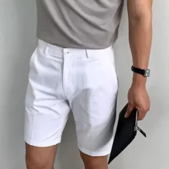 Discount OUKU Men's Shorts Summer Shorts Work Shorts Buttons Pocket Plain Comfort Short Holiday Beach Weekend Fashion Casual Black White Micro-elastic