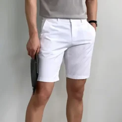 Discount OUKU Men's Shorts Summer Shorts Work Shorts Buttons Pocket Plain Comfort Short Holiday Beach Weekend Fashion Casual Black White Micro-elastic