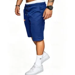 Clearance OUKU Men's Shorts Summer Shorts Casual Shorts Pocket Drawstring Elastic Waist Plain Comfort Breathable Short Outdoor Vacation Sport Casual Black Royal Blue